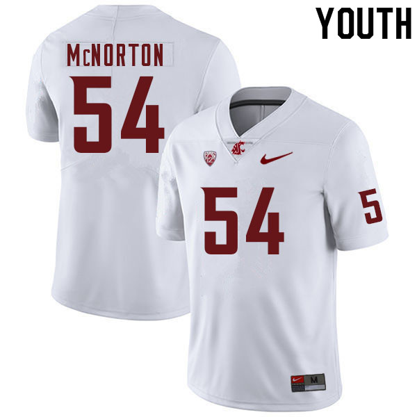 Youth #54 James McNorton Washington Cougars College Football Jerseys Sale-White - Click Image to Close